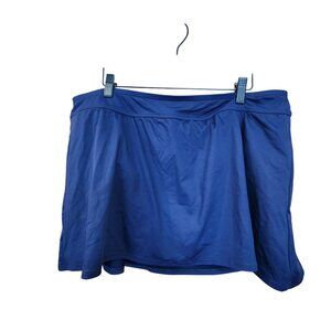 Lands End Womens 16W Blue Swim Skort With Built-In Shorts